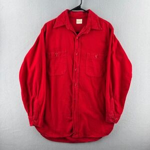 Vintage Penneys Shirt Mens Medium Chamois Flannel 60s Sanforized Button Up
